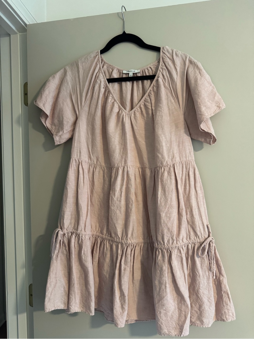 Madewell Blush Tiered V-Neck Dress